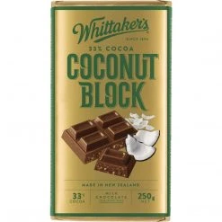 Joys Delights Lolly Shop Online Milk Chocolate Whittakers Coconut Block 250g